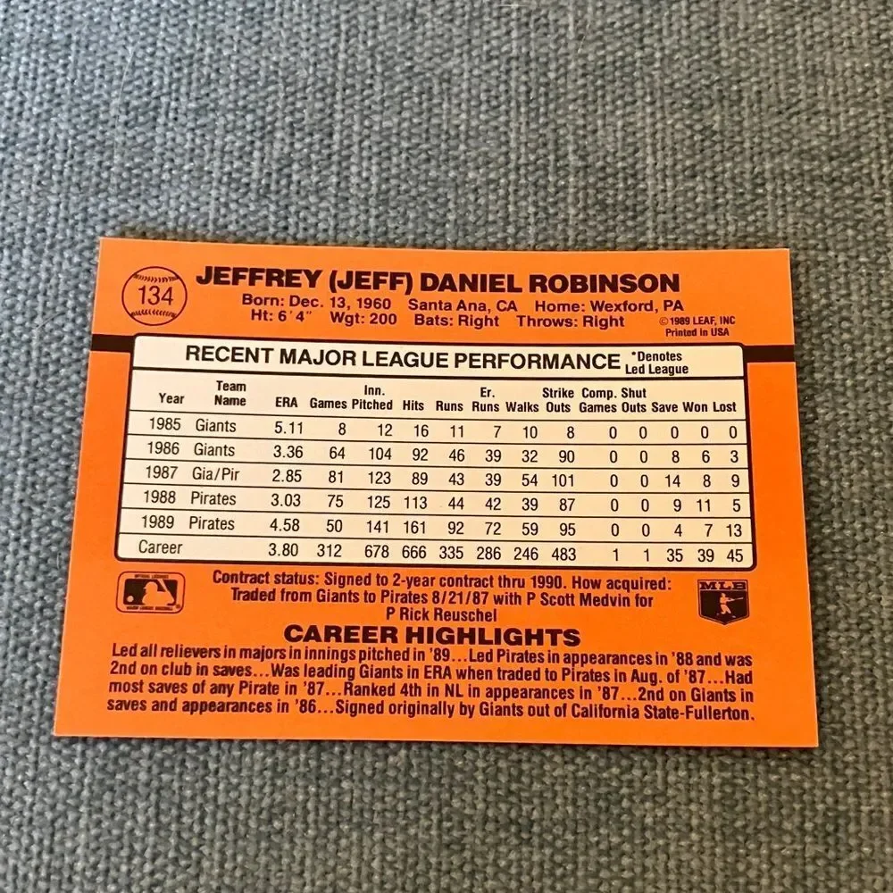 1990 Donruss Pittsburgh Pirates Baseball Card Trading Card